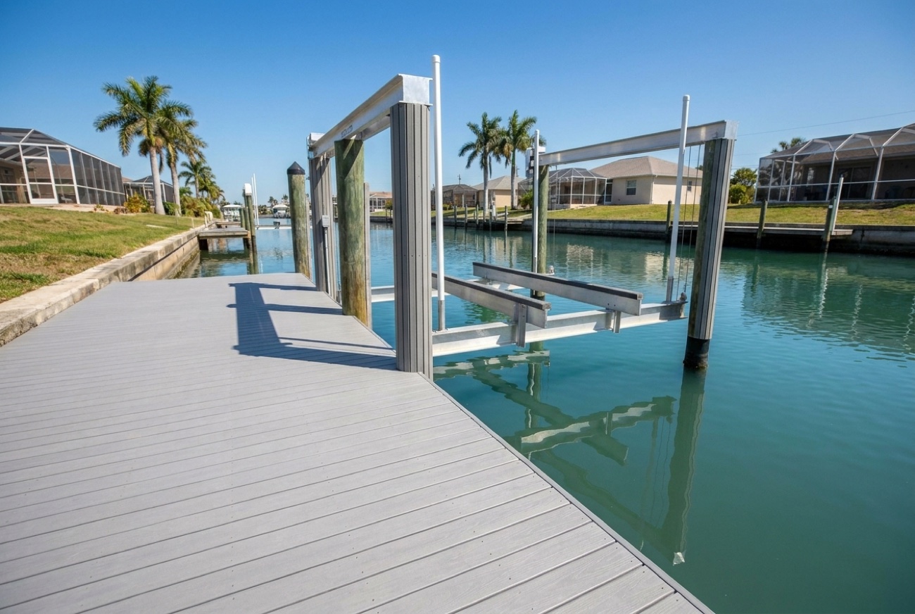 After — new composite dock with boat lift