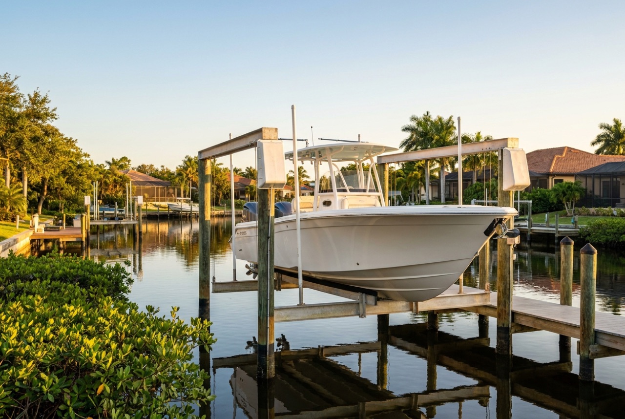 Boat Lifts on Estero Bay, the Estero River, and Coquina Point by Florida Lifts & Docks