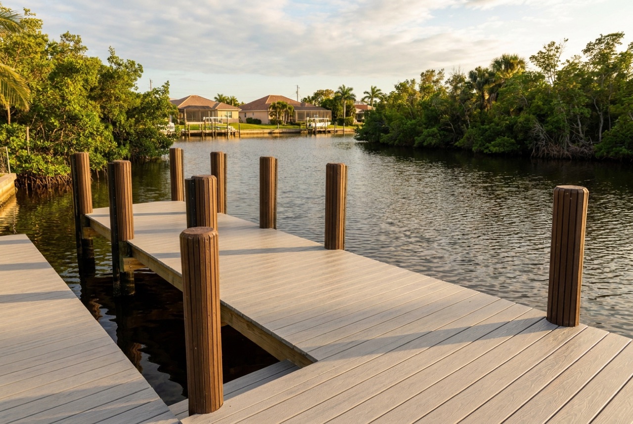 Custom Docks on the Caloosahatchee River and its tributary canals in Fort Myers by Florida Lifts & Docks