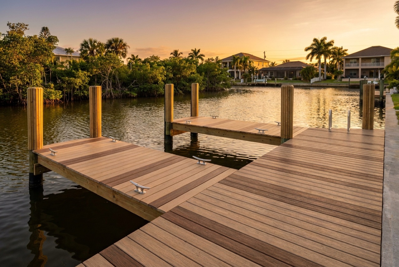 Custom Docks on Estero Island's back-bay canals and Matanzas Pass by Florida Lifts & Docks