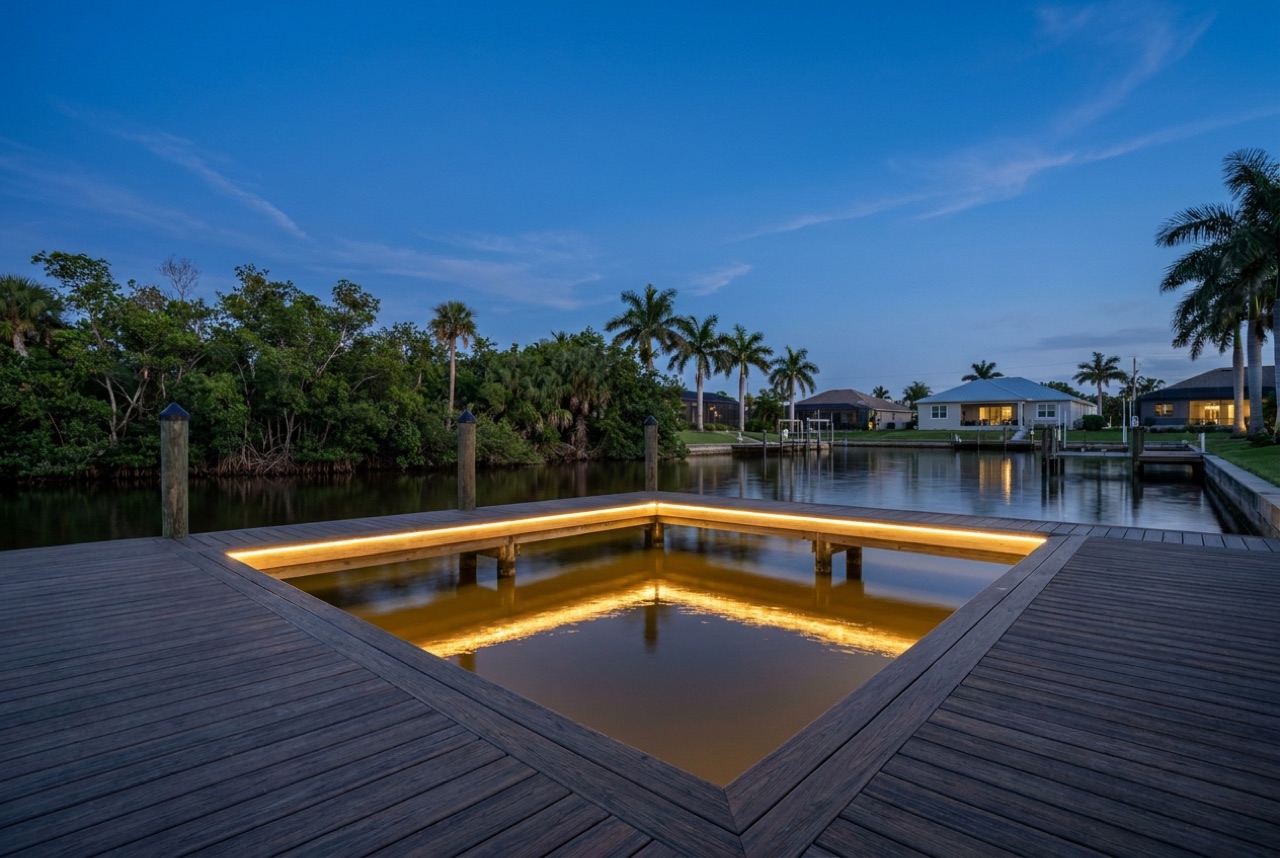 Dock Lighting on the Imperial River and Estero Bay frontage in Bonita Springs by Florida Lifts & Docks
