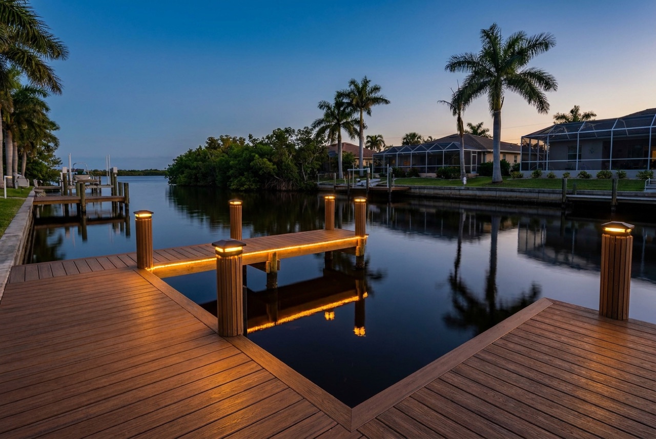 Dock Lighting on the Caloosahatchee River and its tributary canals in Fort Myers by Florida Lifts & Docks