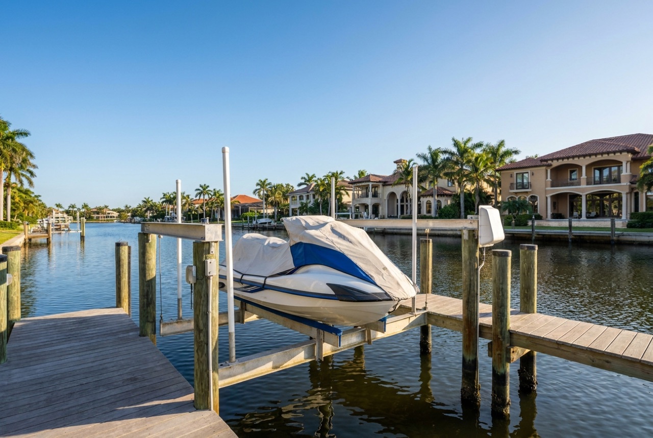 Jet Ski Lifts on Naples' bayfront, Port Royal estates, and gulf-access canals by Florida Lifts & Docks