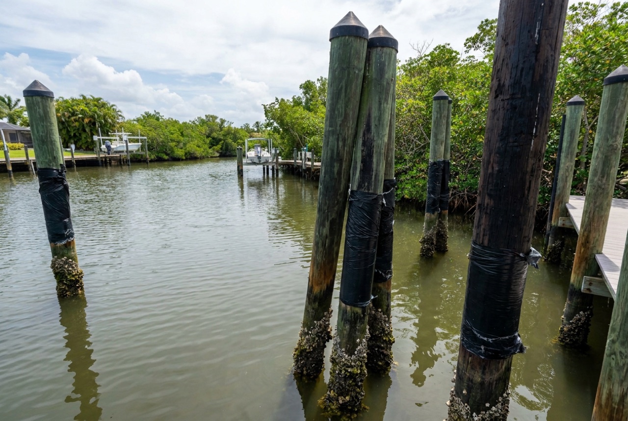 Pilings in Bonita Springs, FL — Florida Lifts & Docks