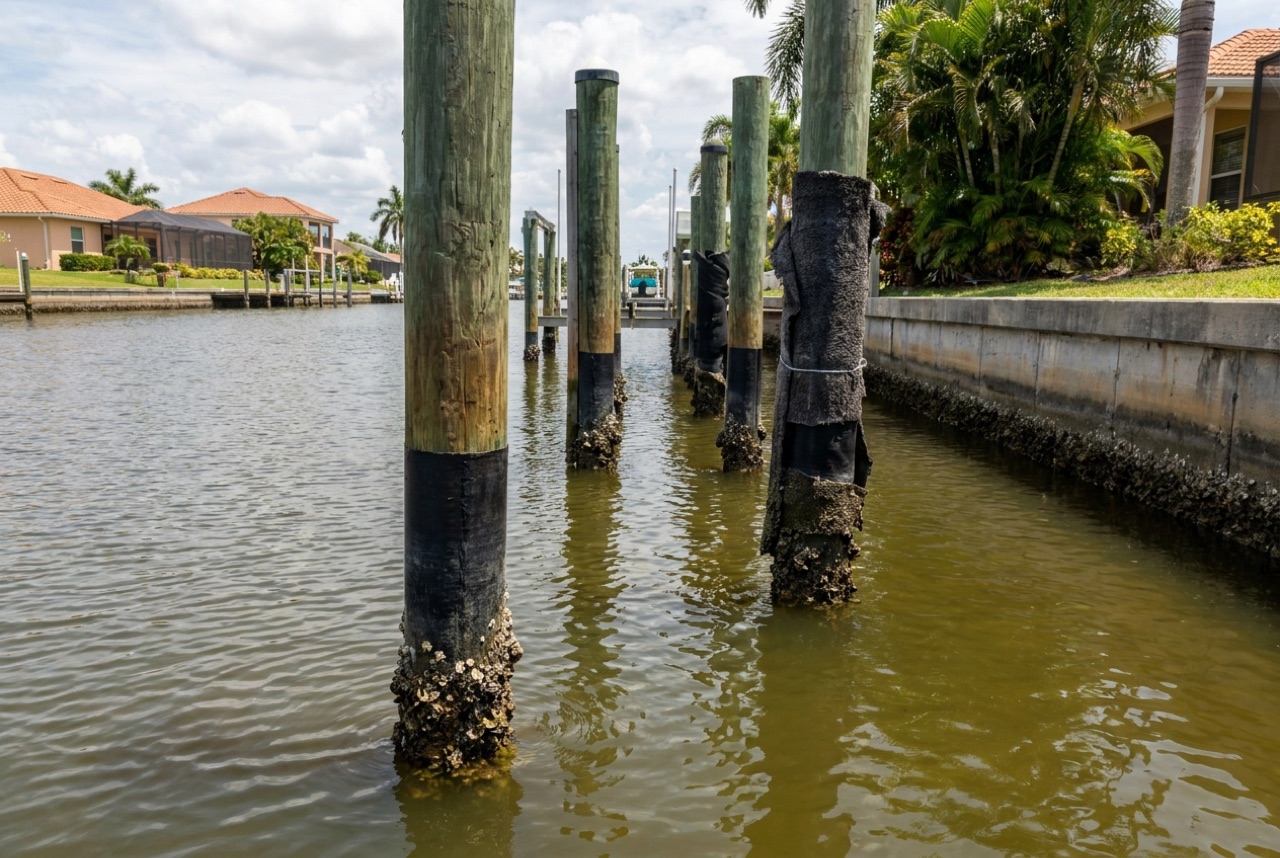 Pilings in Cape Coral, FL — Florida Lifts & Docks