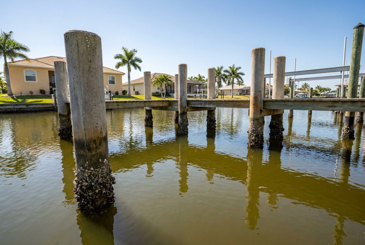 Pilings in Cape Coral, FL — Florida Lifts & Docks