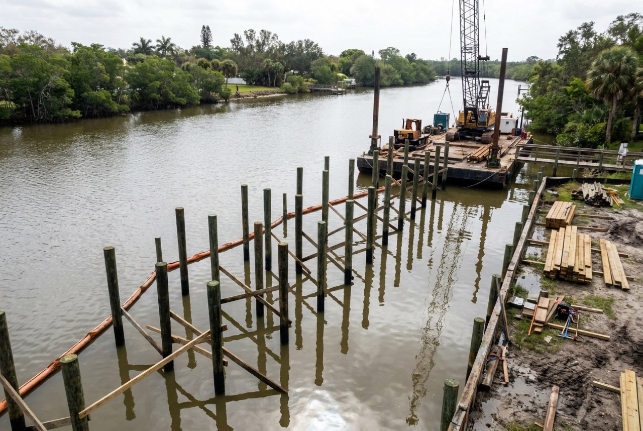 Pilings on Estero Bay, the Estero River, and Coquina Point by Florida Lifts & Docks
