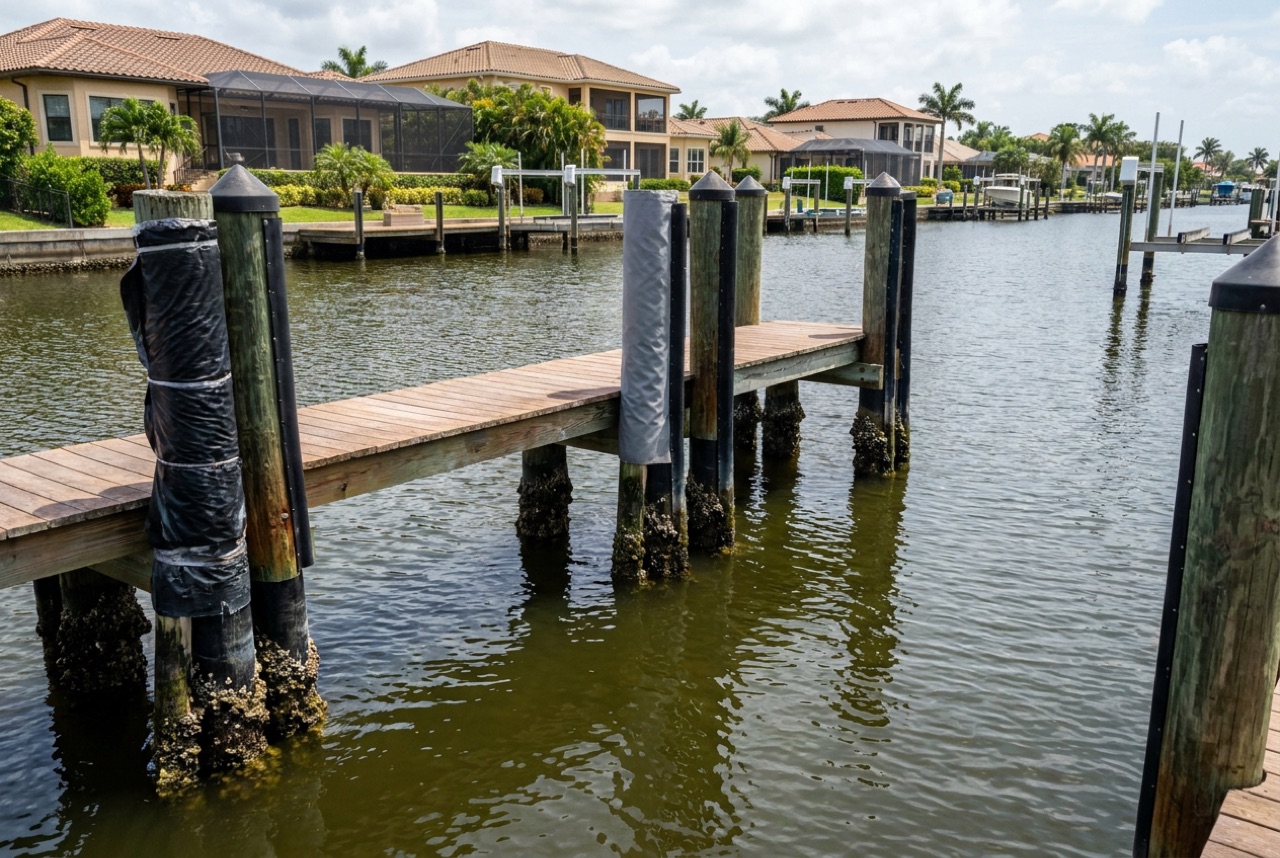 Pilings in Marco Island, FL — Florida Lifts & Docks