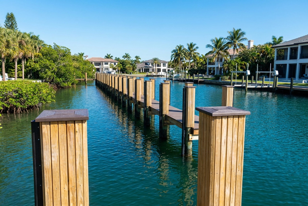 Pilings in Marco Island, FL — Florida Lifts & Docks