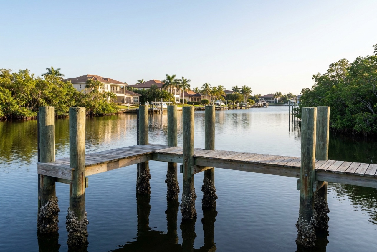 Pilings in Marco Island, FL — Florida Lifts & Docks