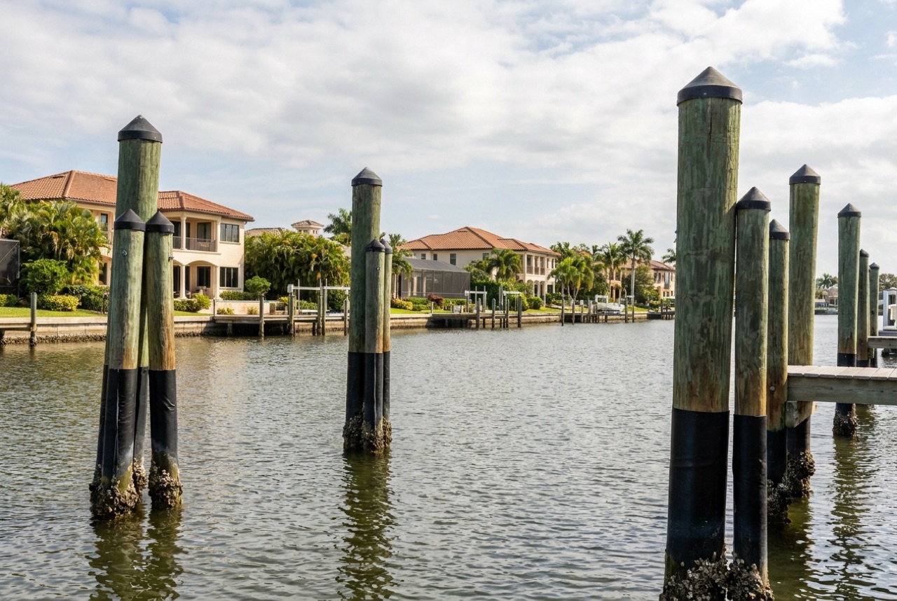 Pilings in Naples, FL — Florida Lifts & Docks