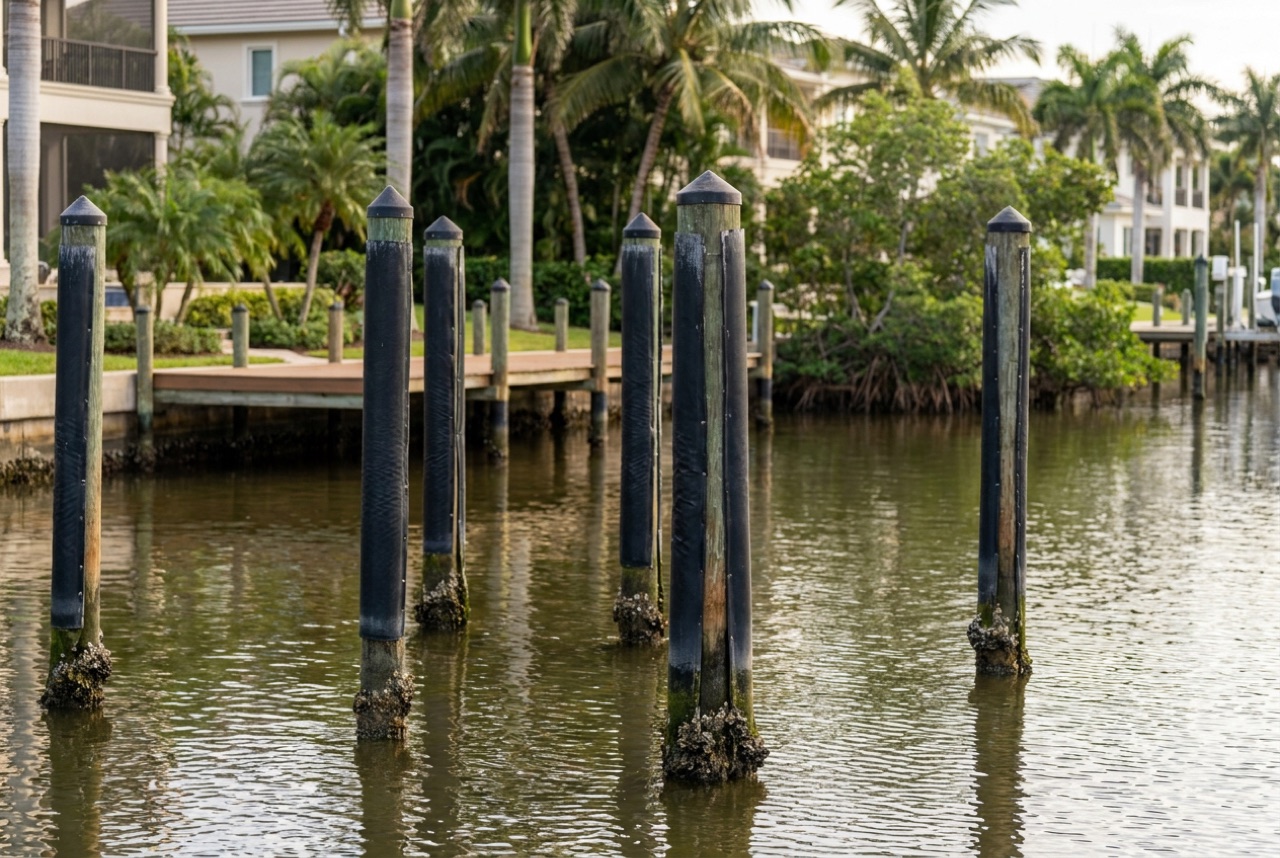 Pilings in Port Royal, FL — Florida Lifts & Docks