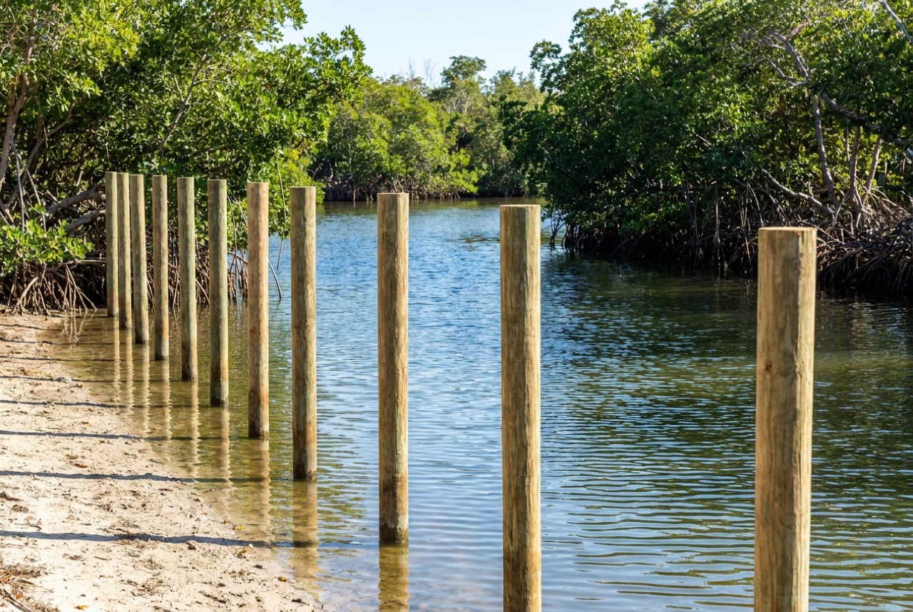 Pilings in Sanibel Island, FL — Florida Lifts & Docks