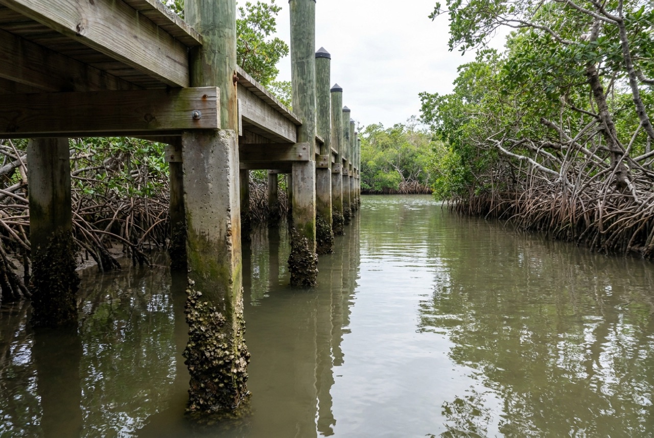 Pilings in Sanibel Island, FL — Florida Lifts & Docks